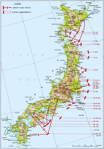 Allied naval operations off Japan during July and August 1945