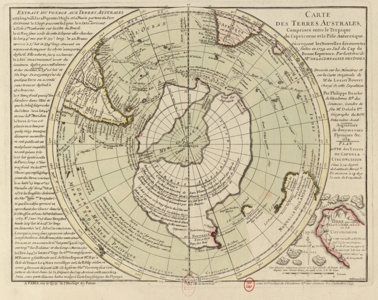 Antarctica, Bouvet Island, discovery map 1754