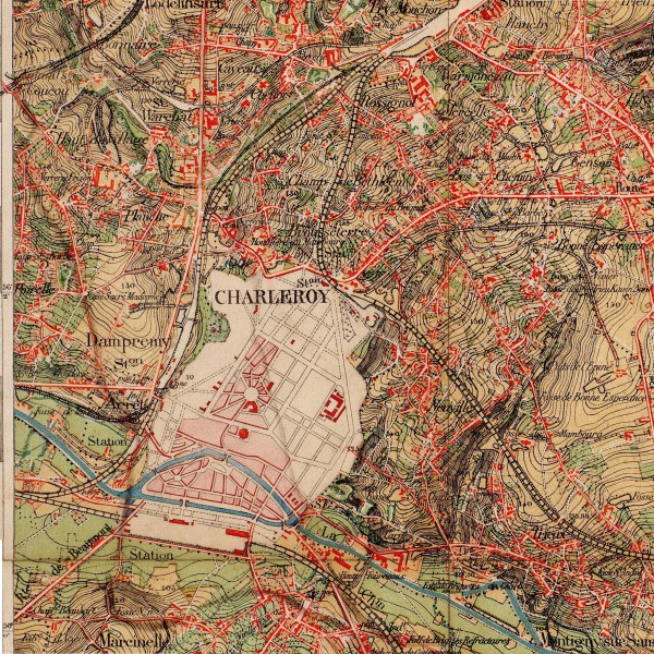 Charleroi-carte topographique de 1873