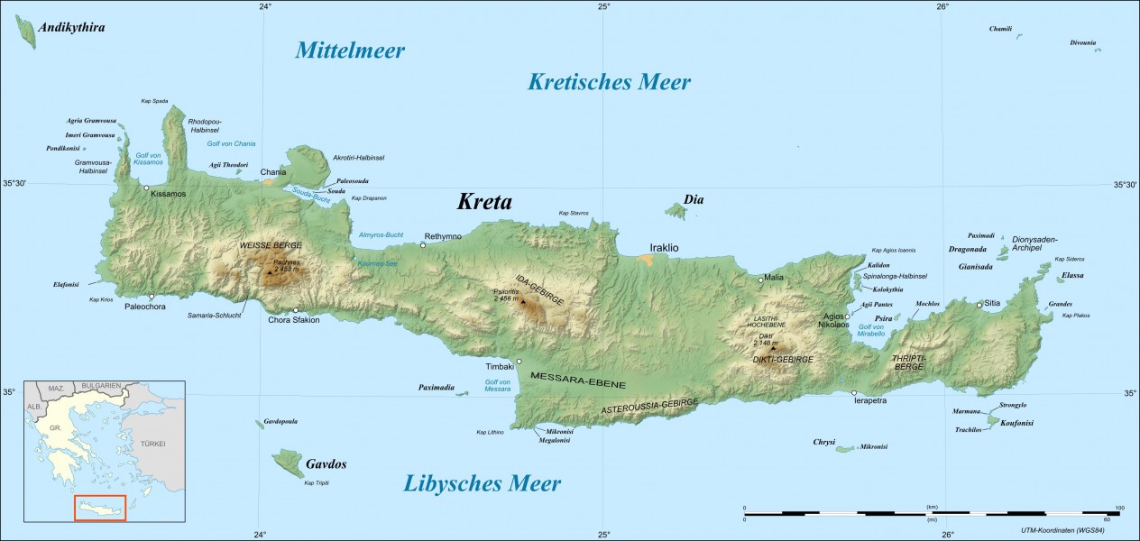 Crete relief map-de