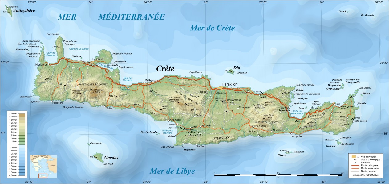 Crete topographic map-fr