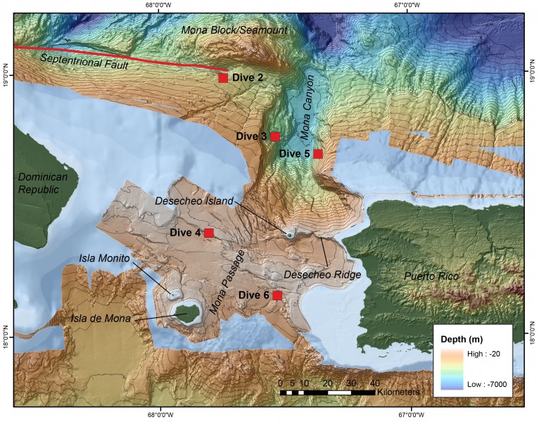 Ecology and Geology of the Mona Passage Region – The View from D2 and Seirios