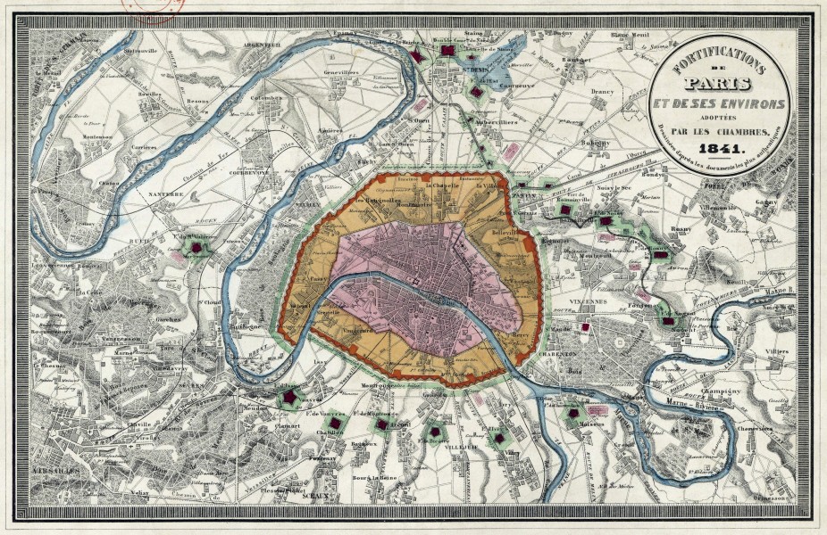 Fortifications Paris et environs 1841