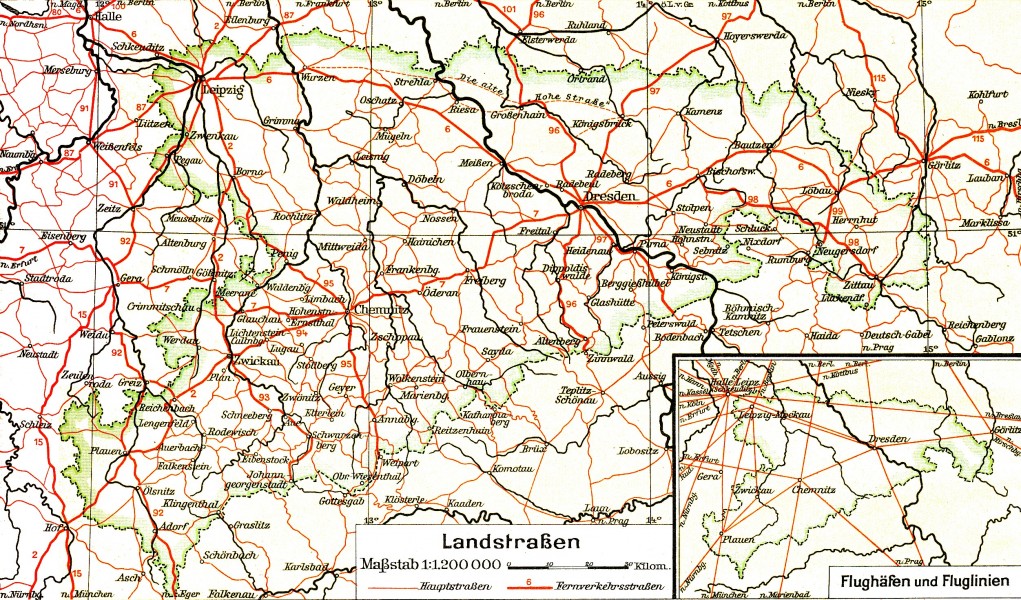 Lange diercke sachsen freistaat sachsen landstrassen fluglinien
