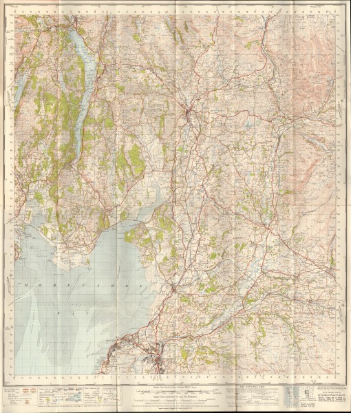 Ordnance Survey One-Inch sheet 89 Lancaster and Kendal, published 1947