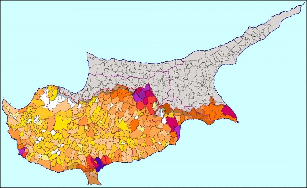 Population map of Cyprus