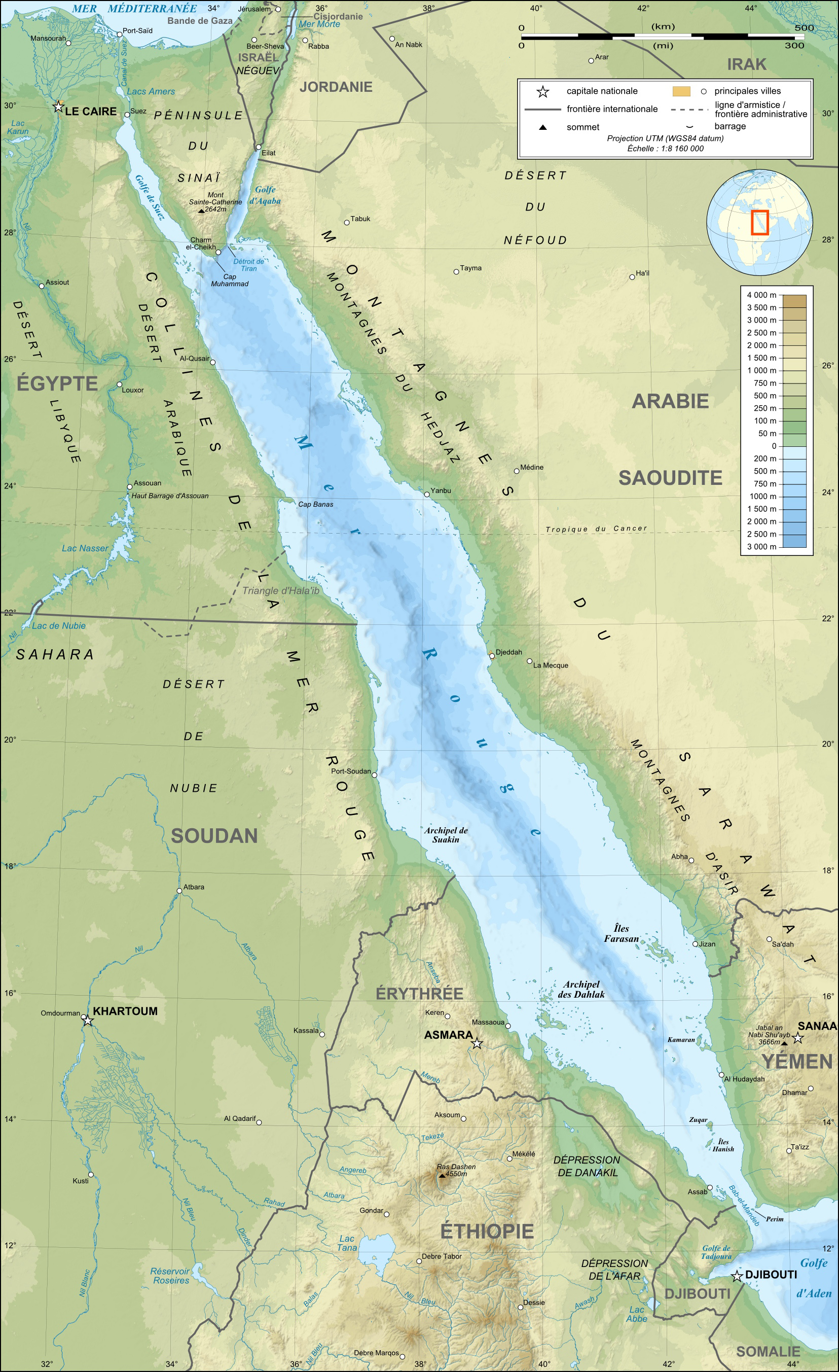 Red Sea topographic map-fr