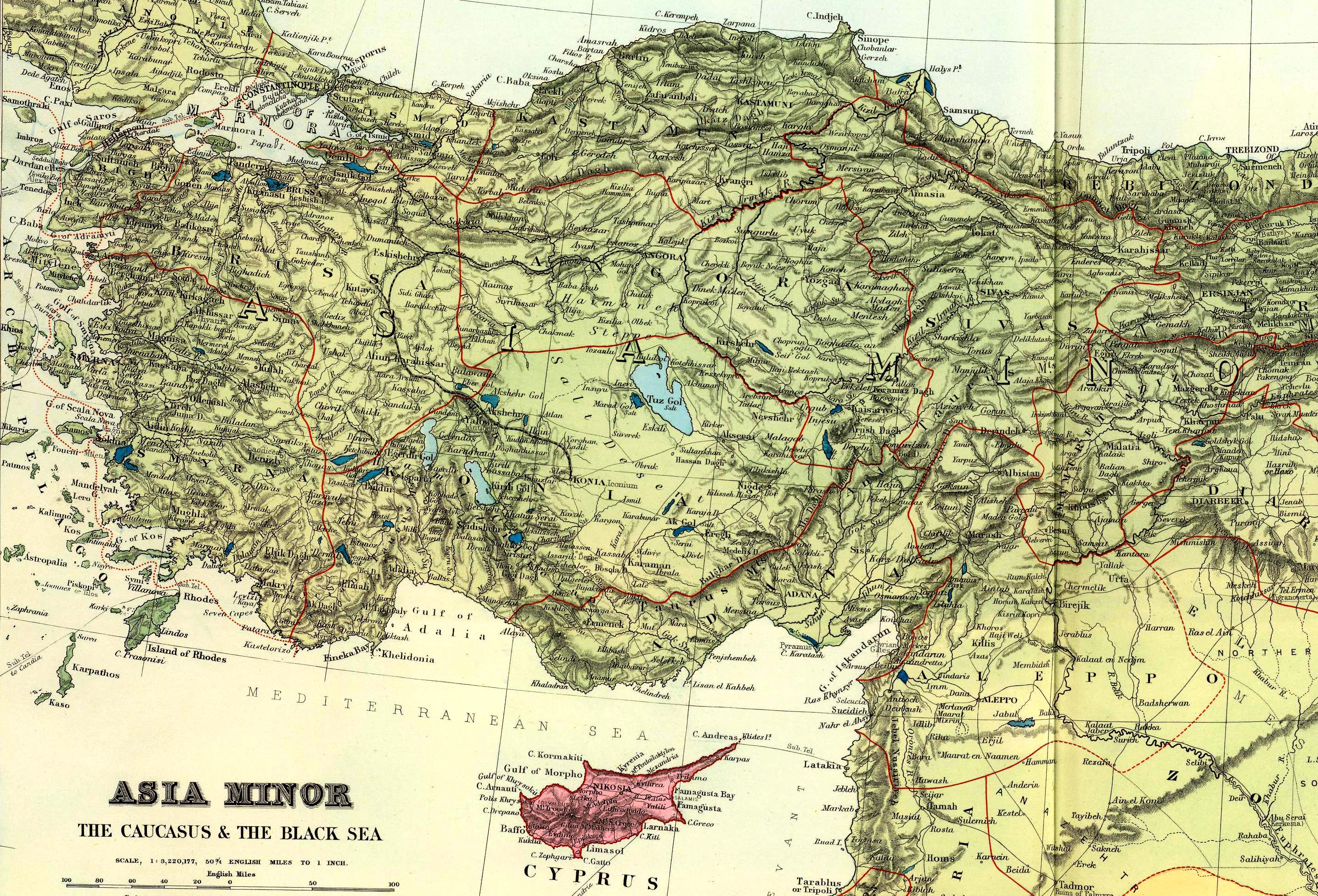Stanford, Edward. Asia Minor, Caucasus, Black Sea. 1901 (R)