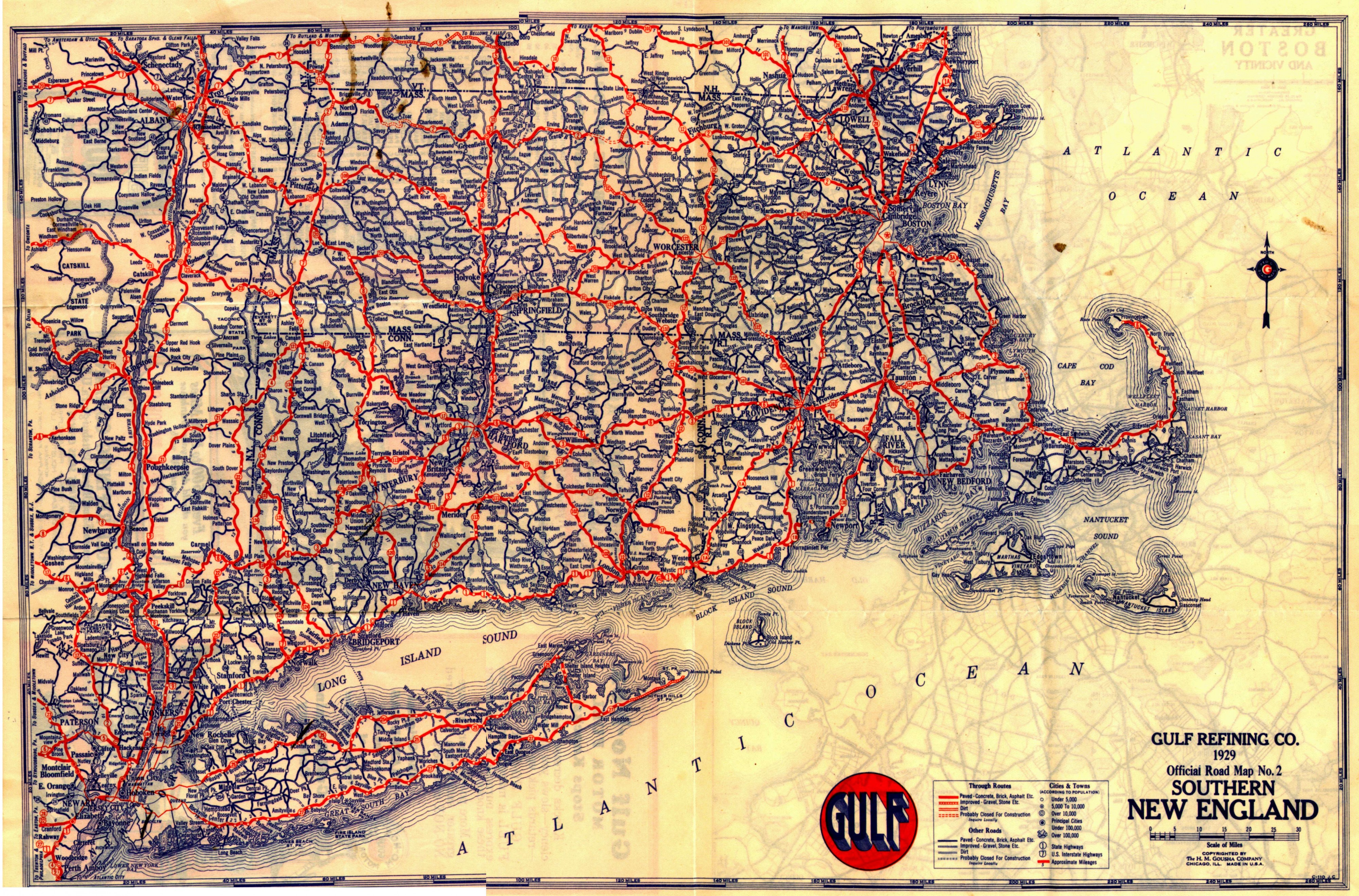 1929 New England road map