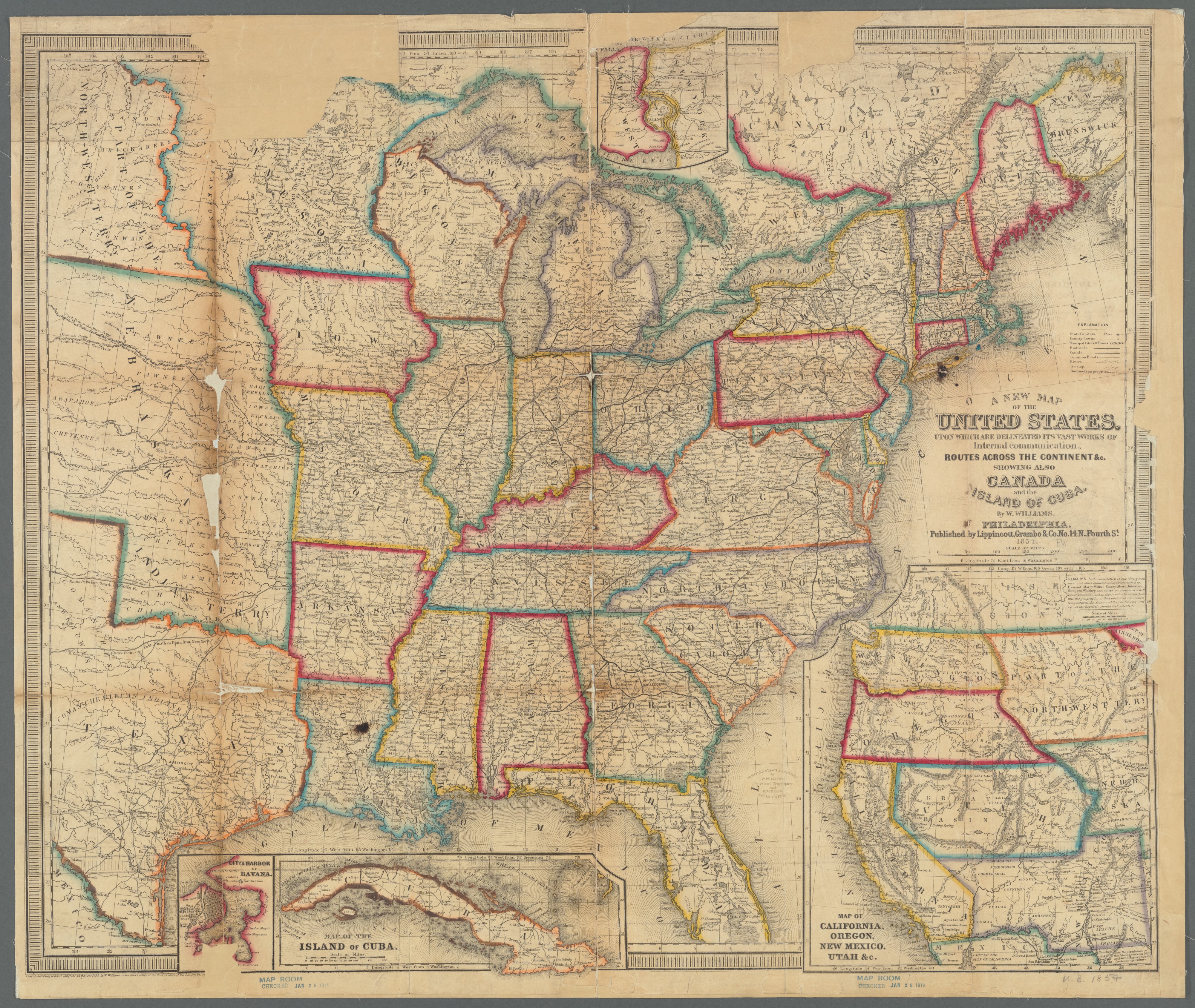 A new map of the United States, upon which are delineated its vast works of internal communication, routes across the continent &c (NYPL b20643904-5564108)