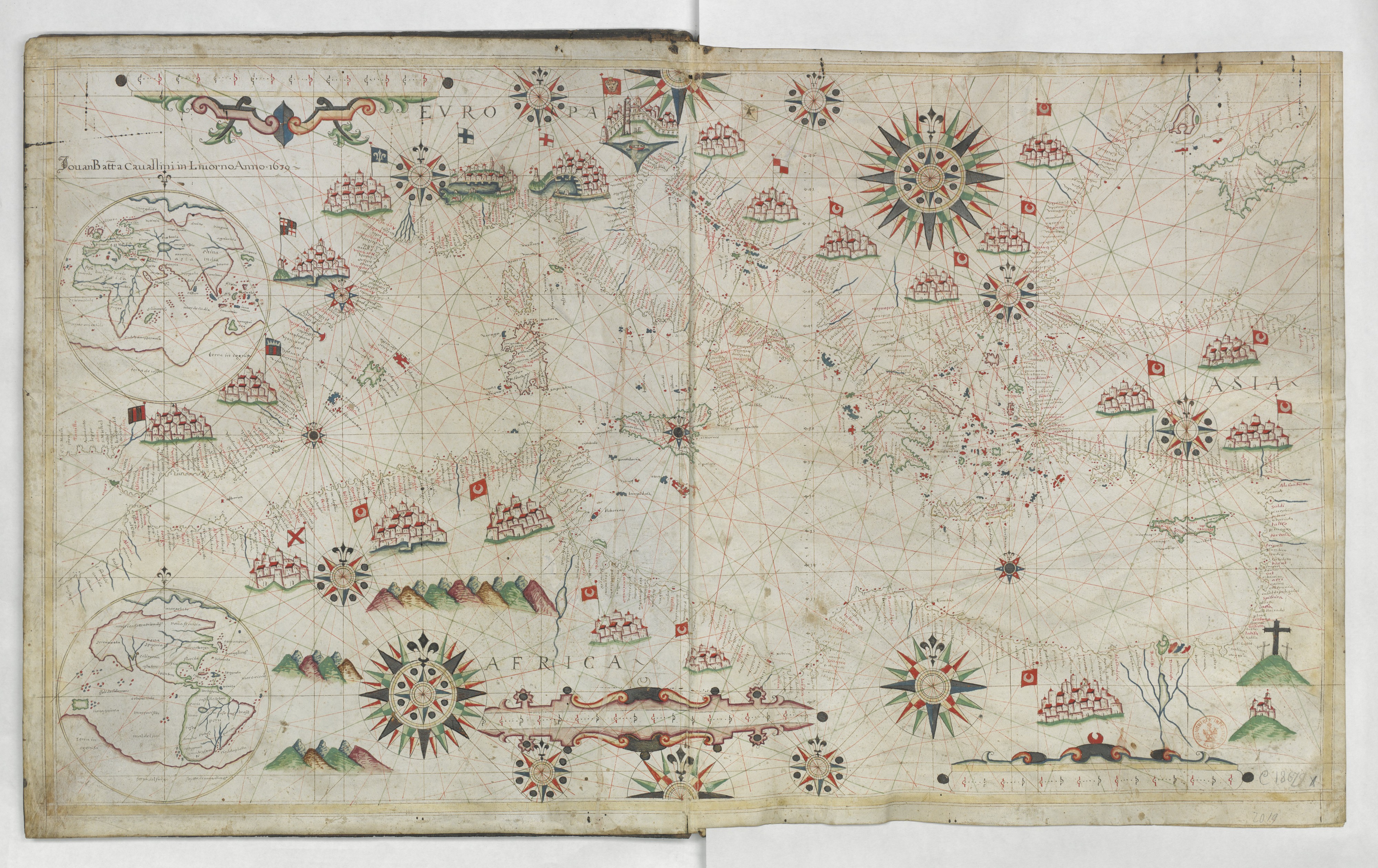 Cavallini. Atlas nautique de la Mer Méditerranée et d'une partie de la Mer Noire. 1639