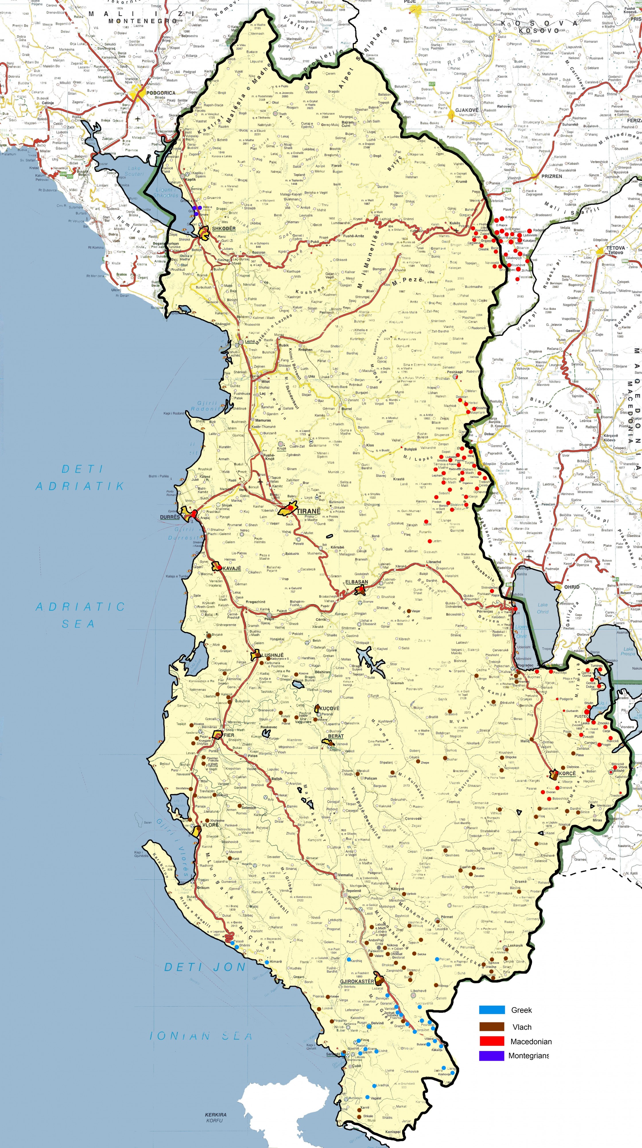 Ethnic map of Albania