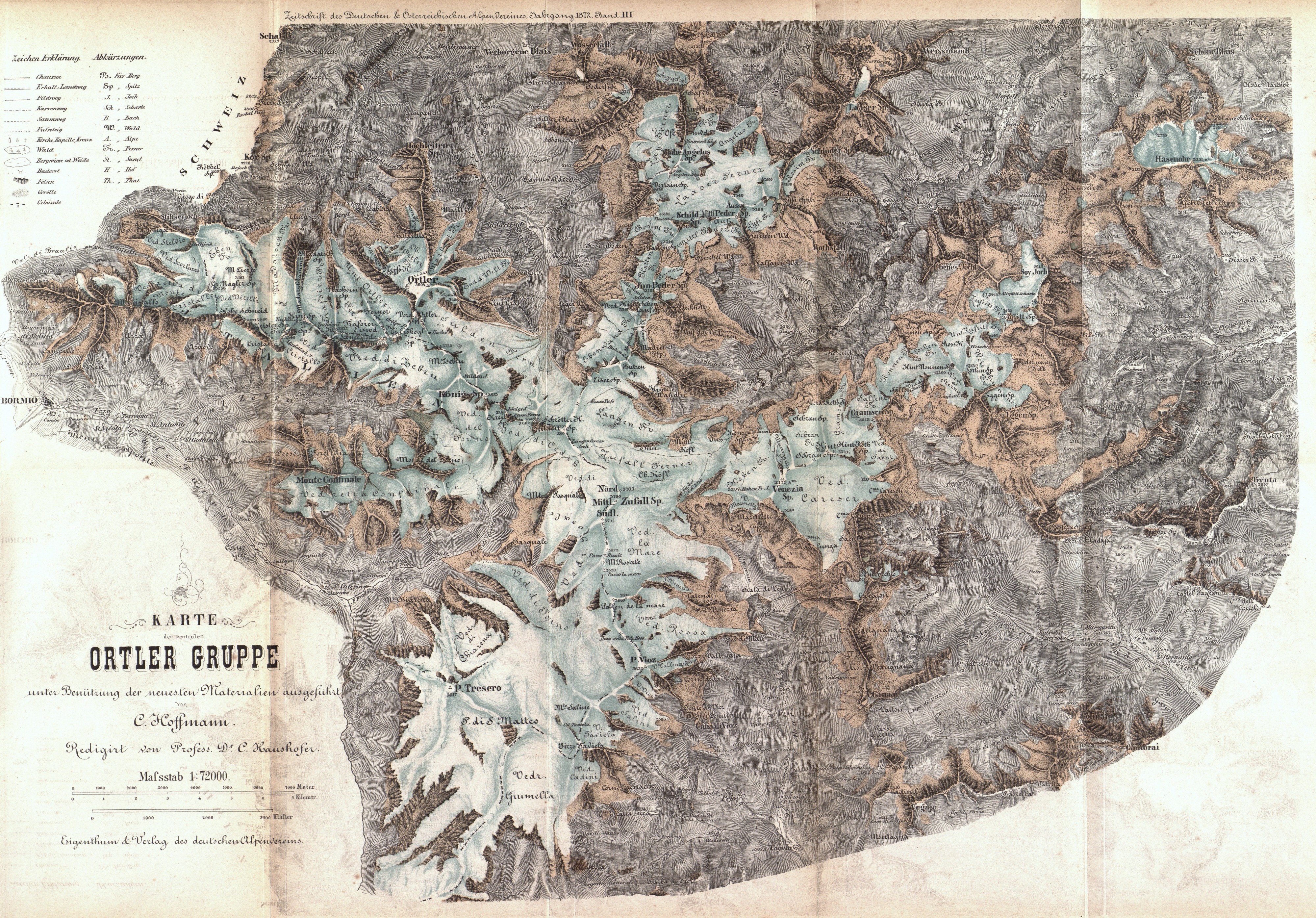 Karte der centralen Ortlergruppe