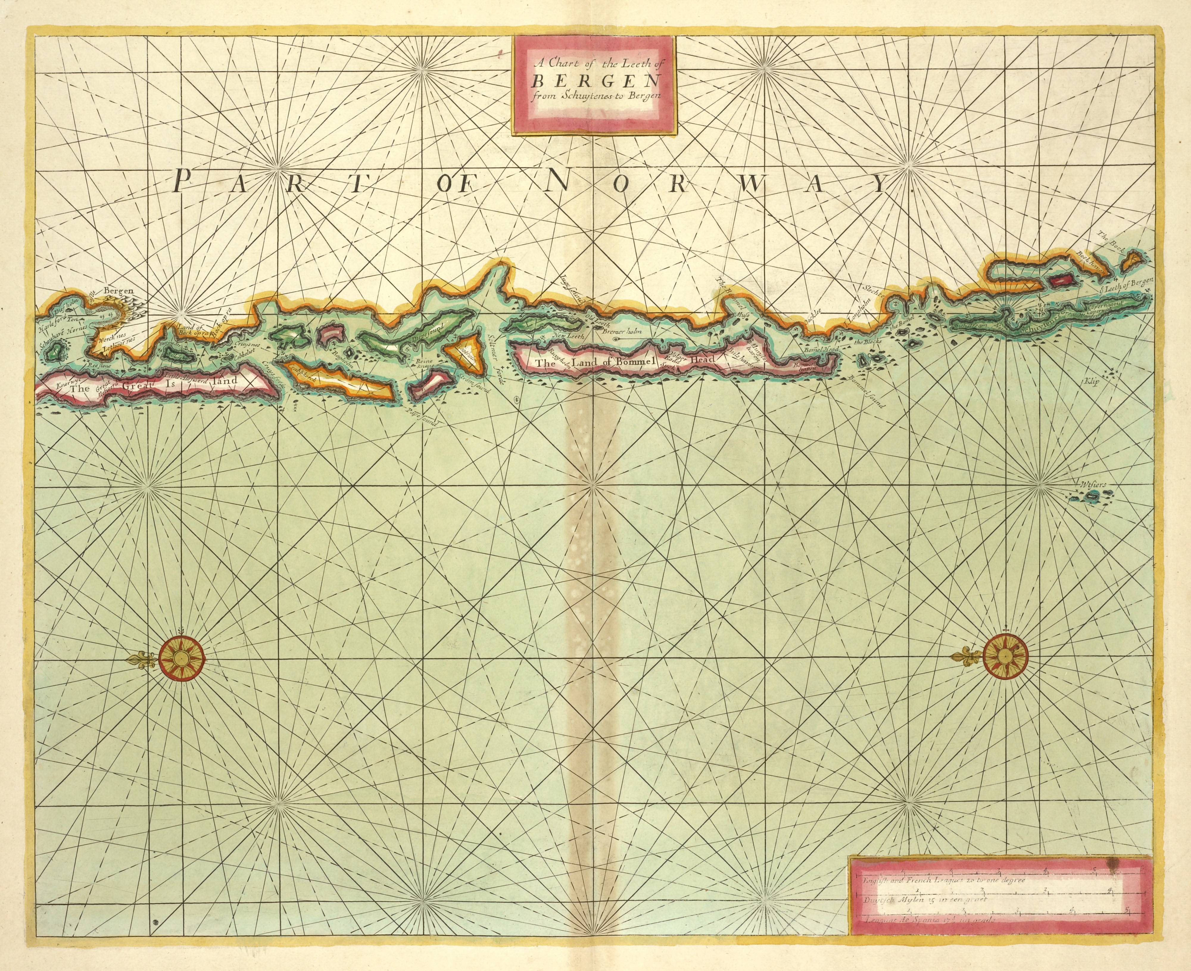 The chart of the Leeth of BERGEN from Schuytenes to Bergen (NYPL b13909432-1640722)
