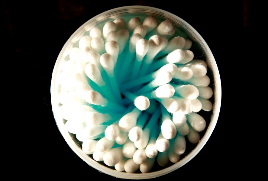Cotton swabs (or cotton buds) -in round container