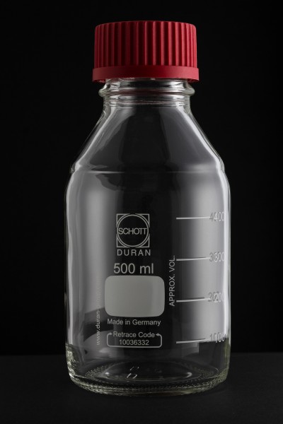 Schott Duran 500 ml clear laboratory flask with PTFE screw cap