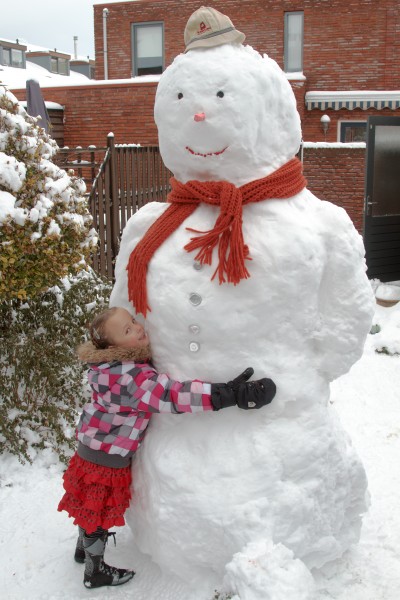 Snowman and a small child-20Dec2009