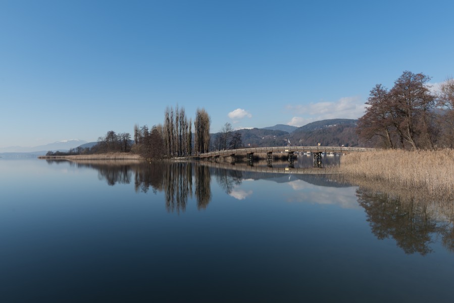 Poertschach Promenadenbad Blumeninsel und Bruecke 21012016 0290
