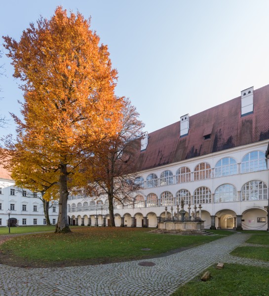 Stift Viktring Marienhof Marienbrunnen und Buche 01112015 8575