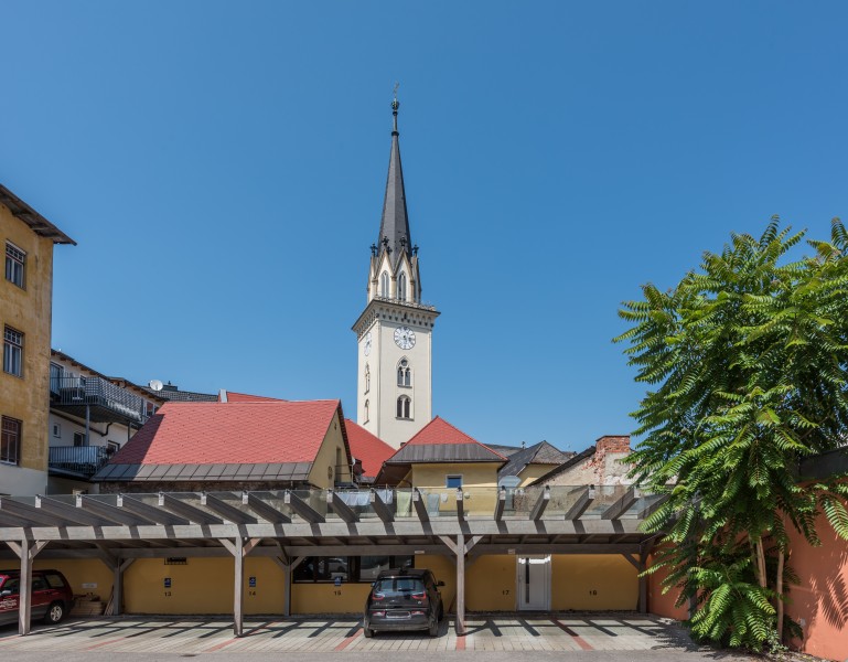 Villach Innenstadt Kirchenplatz 12 Pfarrkirche hl. Jakob Glockenturm S-Ansicht 02072018 3813