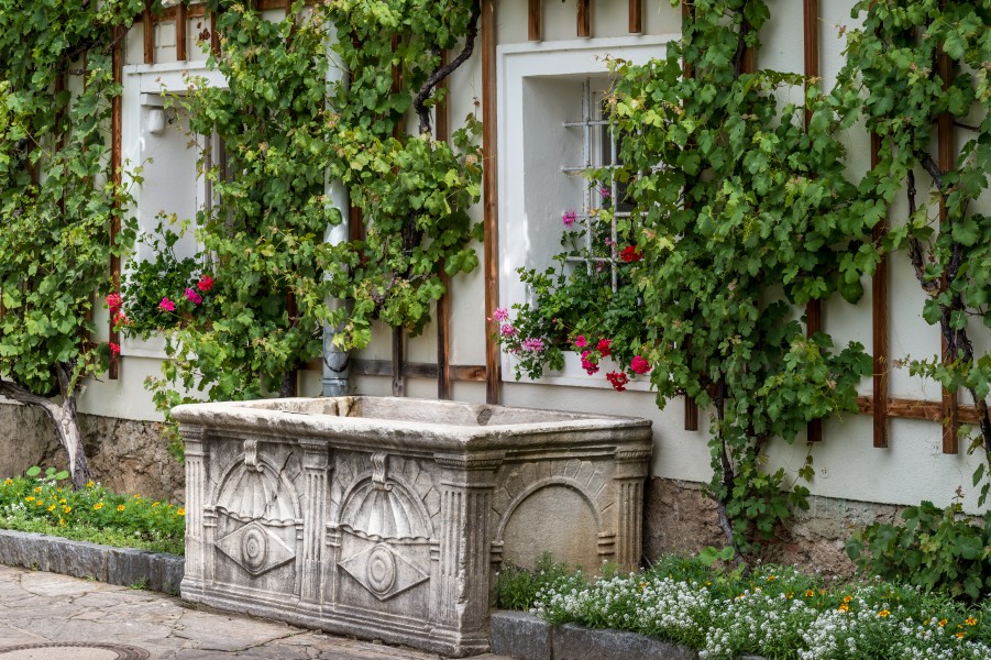 Wernberg Klosterweg 2 ehem. Schloss Arkadenhof Brunnentrog um 1575 14062018 5923