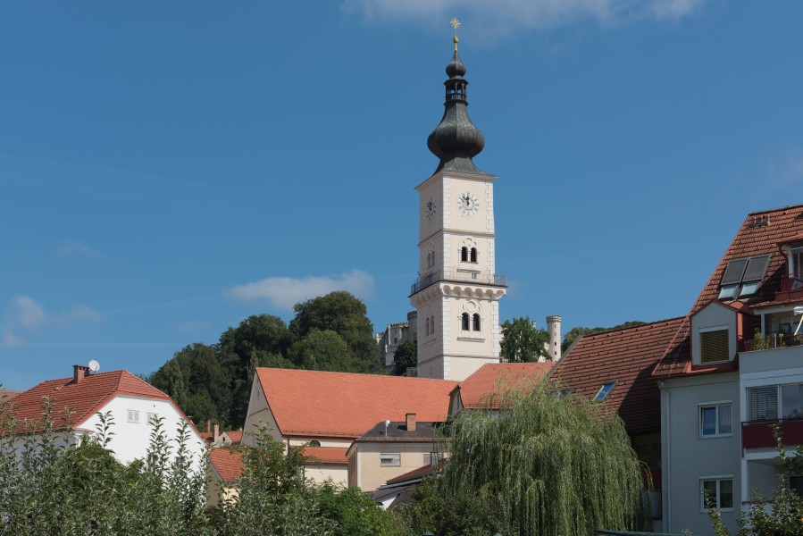 Wolfsberg Ansicht Altstadt mit Stadtpfarrkirche hl Markus 26082015 7001