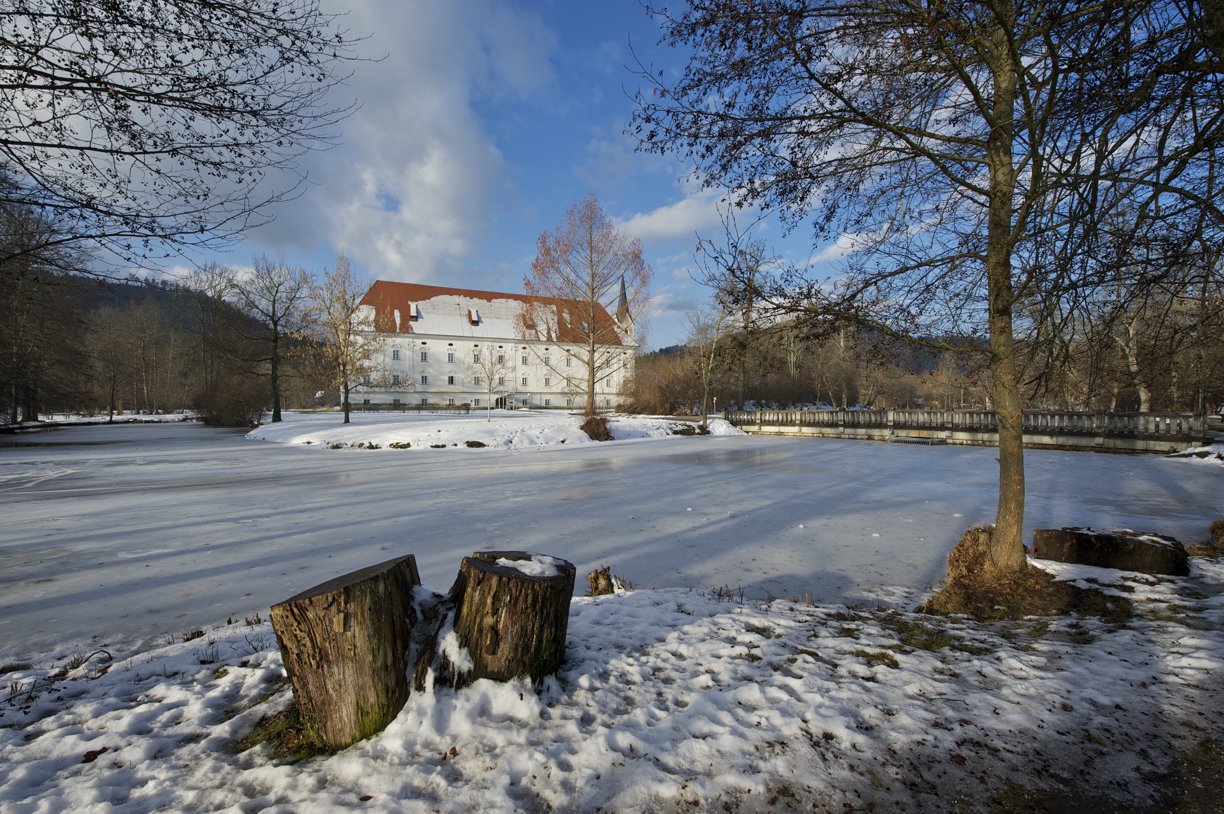 Stift Viktring Ost-Ansicht mit Parkteich 16012015 165