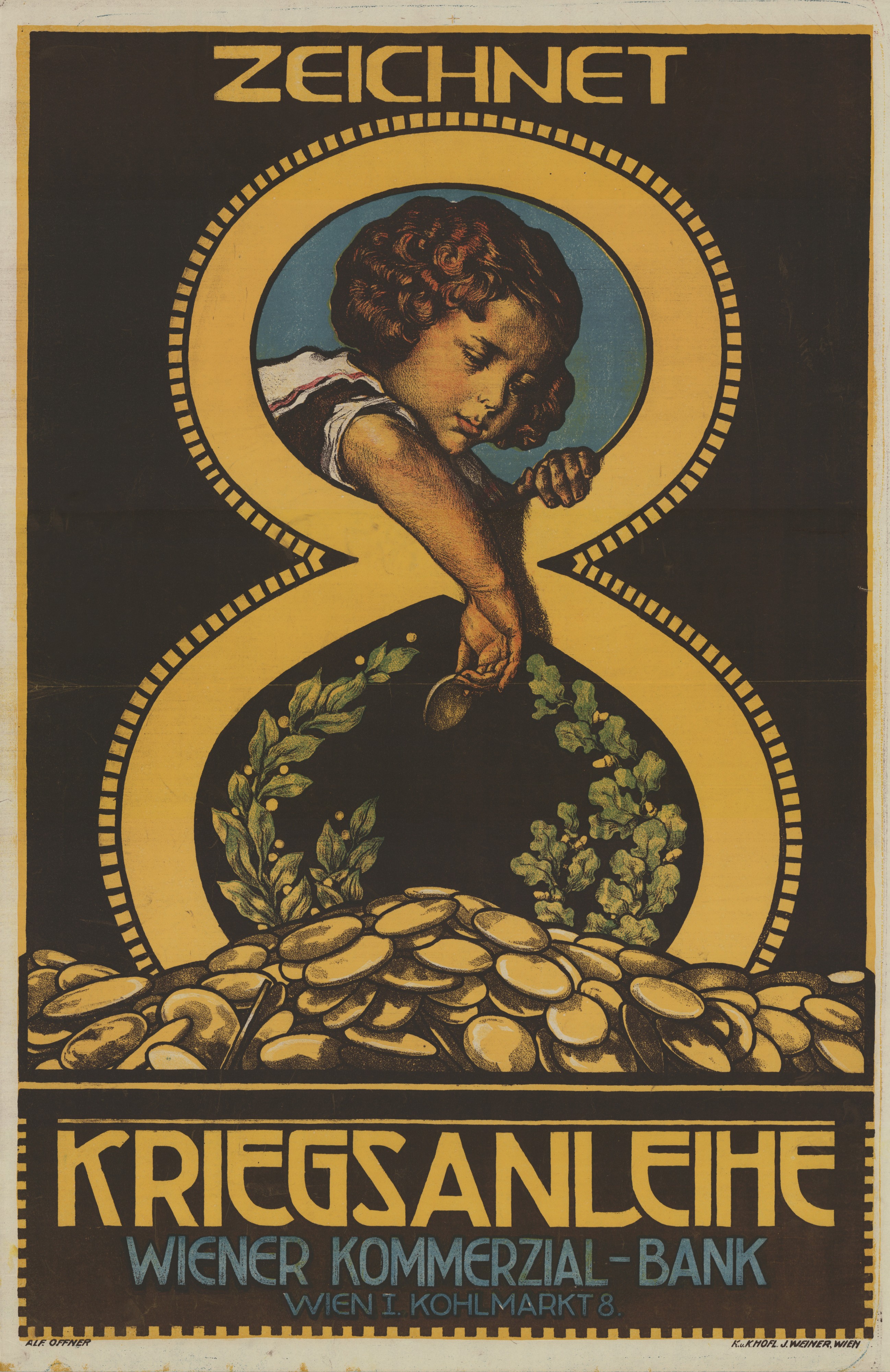 14 Sammlung Eybl Österreich. Alfred Offner (1879-1937). Zeichnet 8. Kriegsanleihe. 1918. 95 x 63 cm. (Slg.Nr. 325)