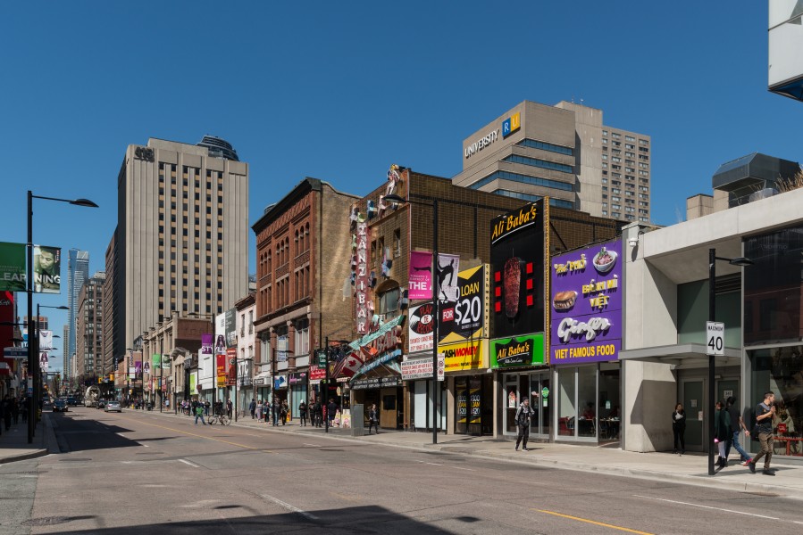 Yonge St, Toronto, as seen between Elm St and Gerrard St 20170417 1
