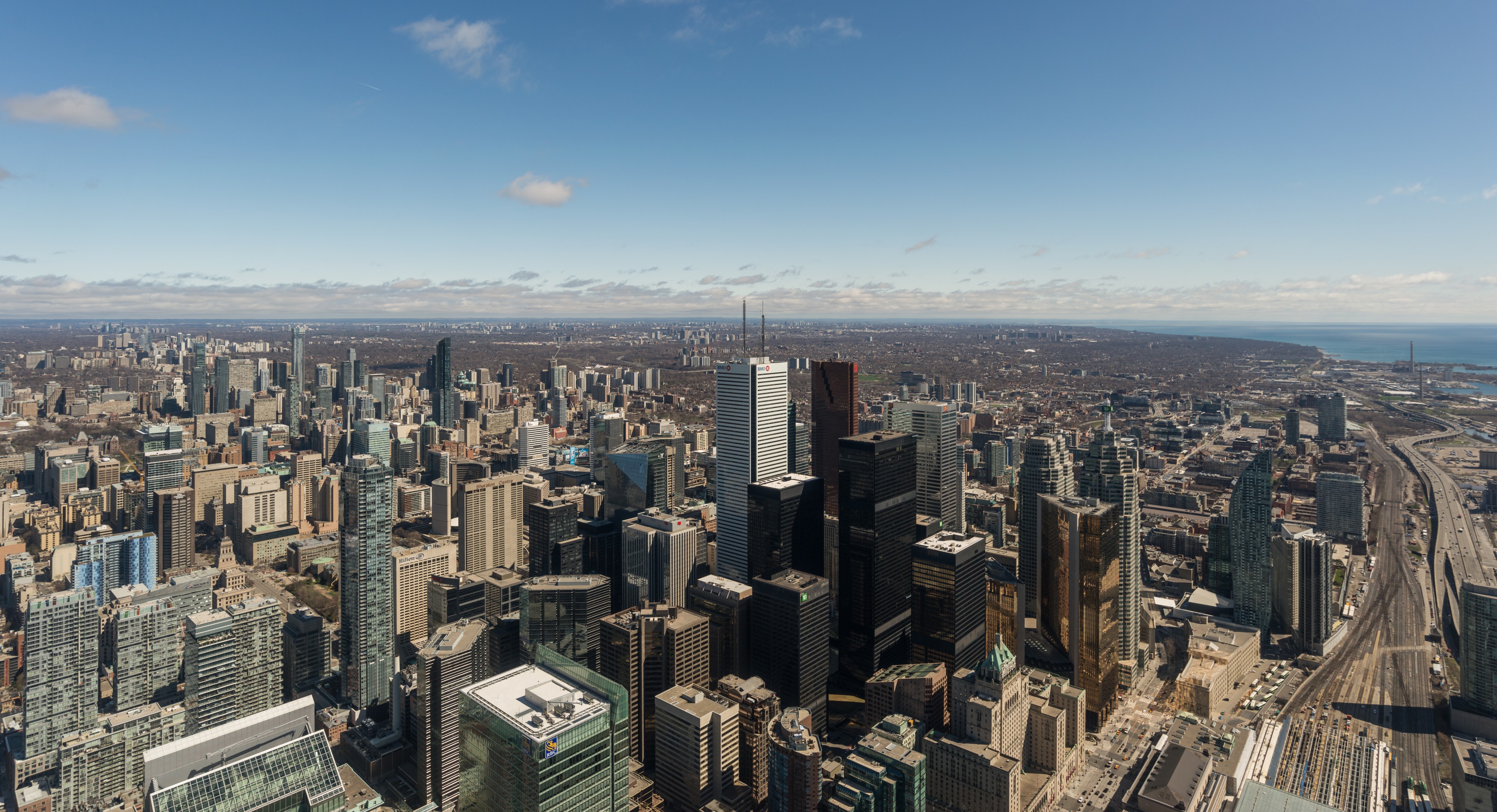 View of northwestern downtown from CN Tower, Toronto 20170417 1