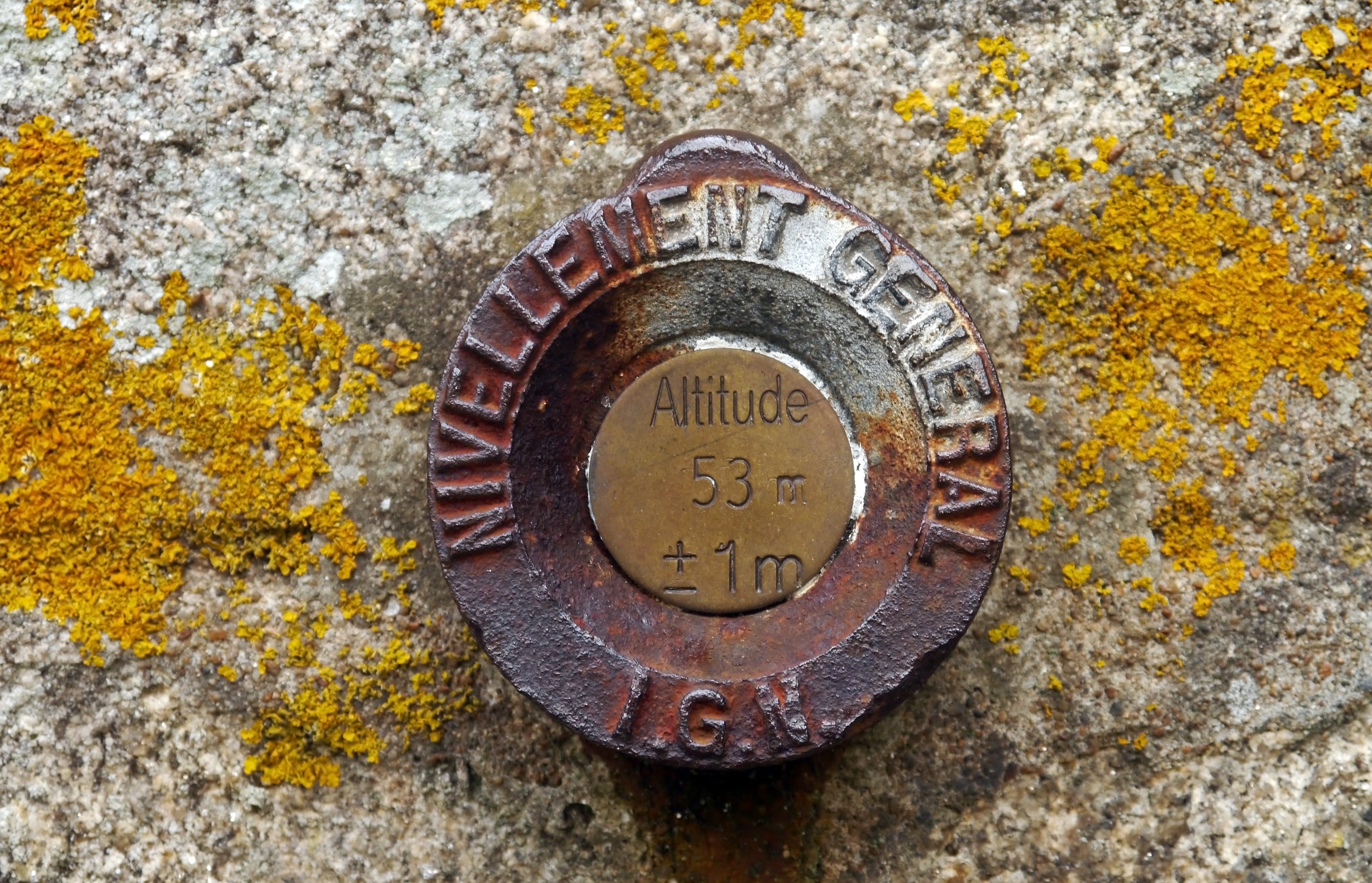 Benchmark on Collégiale Saint-Aubin, Guérande, Loire-Atlantique, France