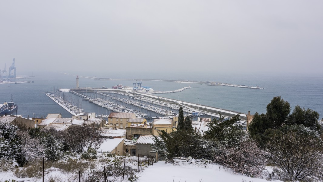 Le Port de Sète sous la neige
