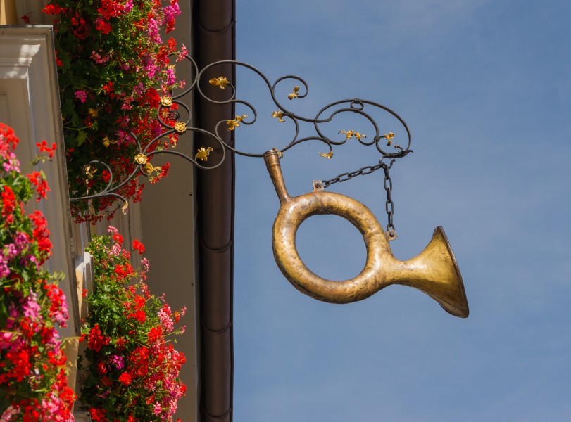 Posthorn, Inn sign, Murnau, Bavaria, Germany