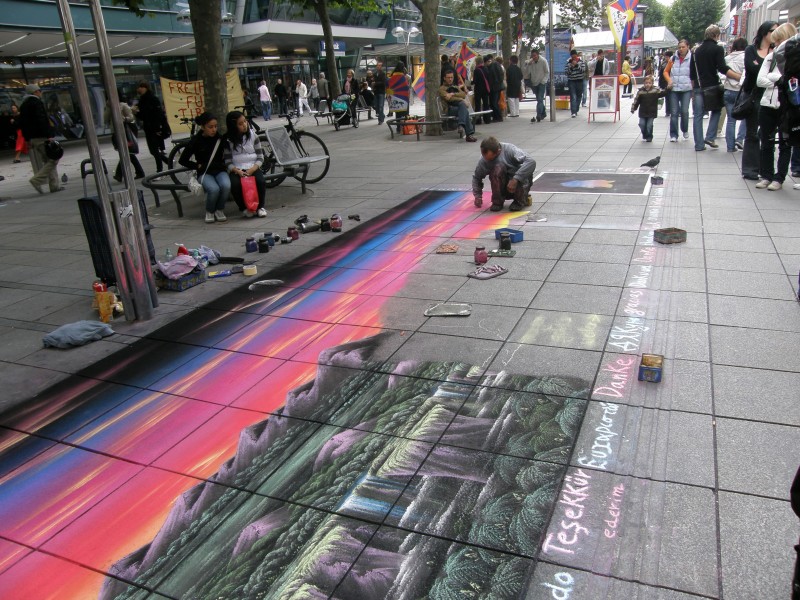 Straßenmaler Fußgängerzone Stuttgart