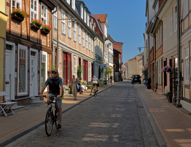 Street in the old town. Schwerin, Germany