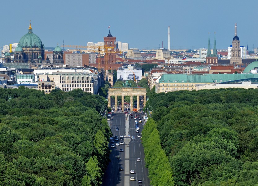 View of the Brandenburg Gate from Victory Column. Berlin, Germany