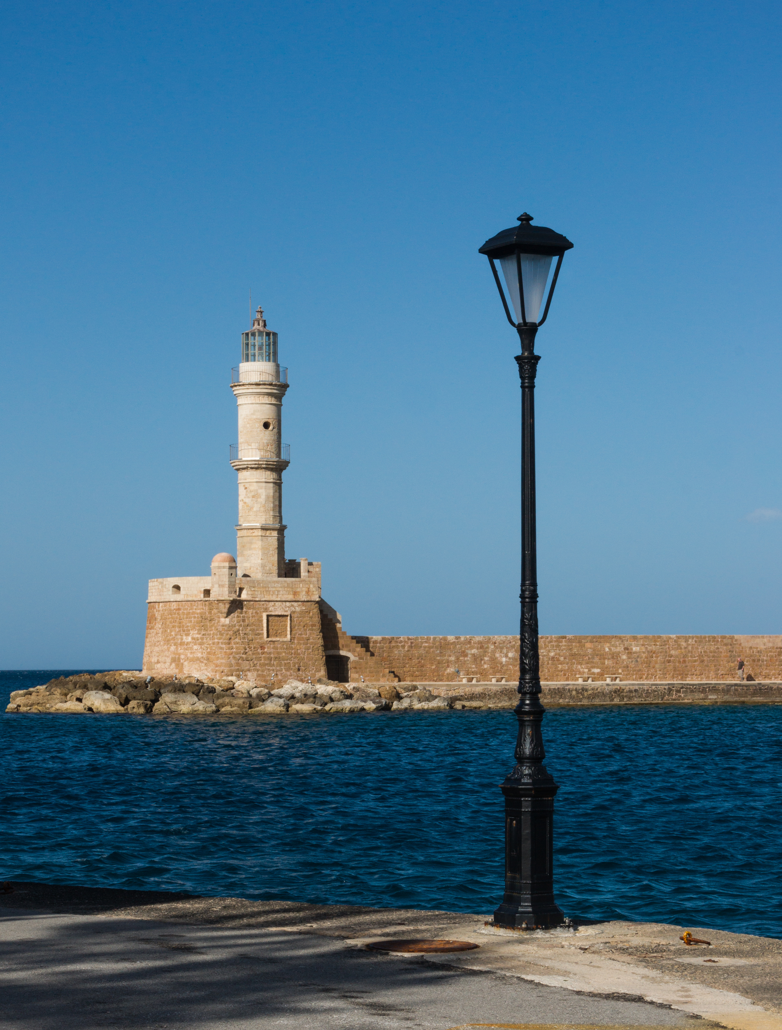 Chania lighthouse and lamp post