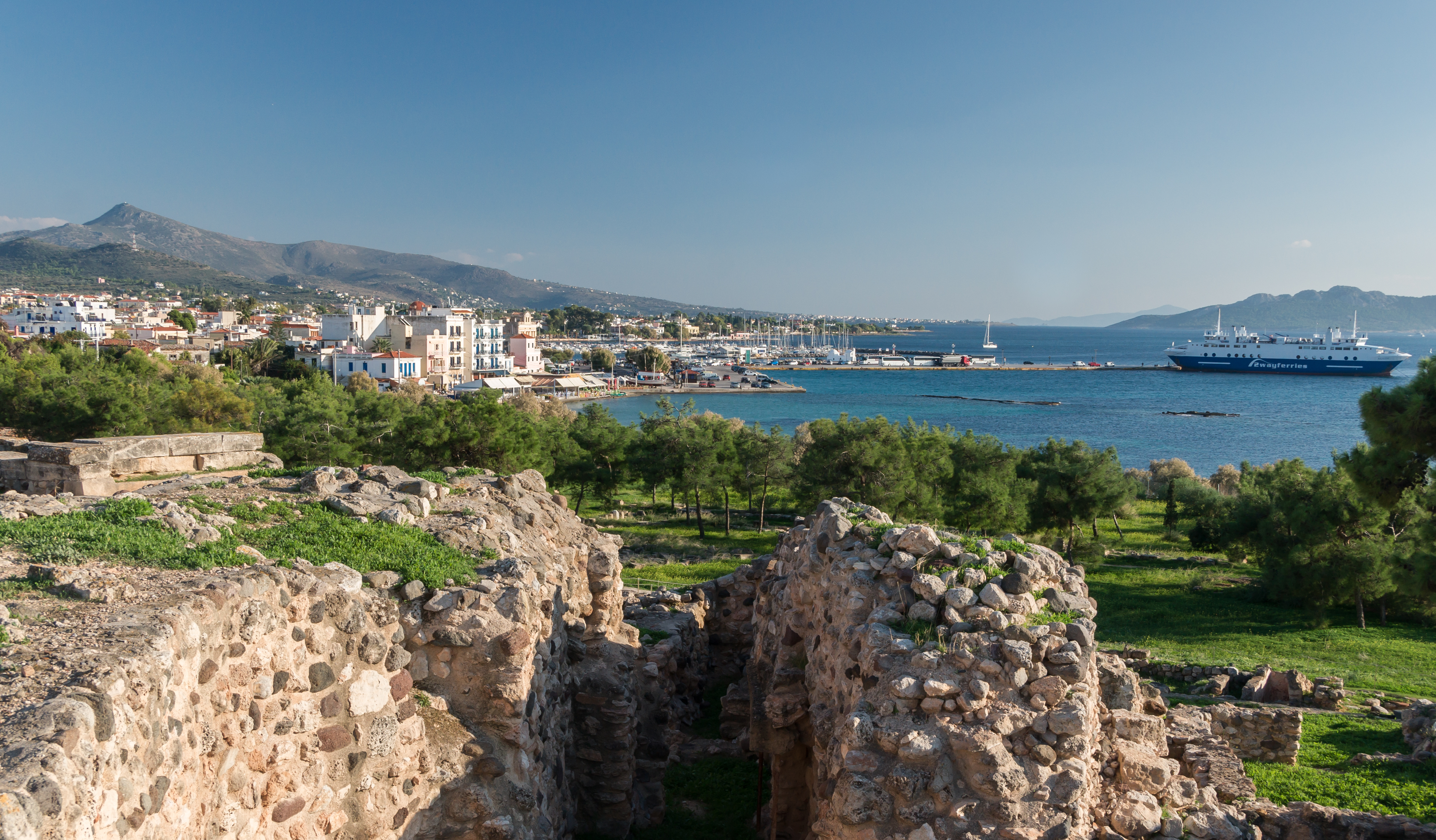 Harbour from Apollo temple Aegina Greece