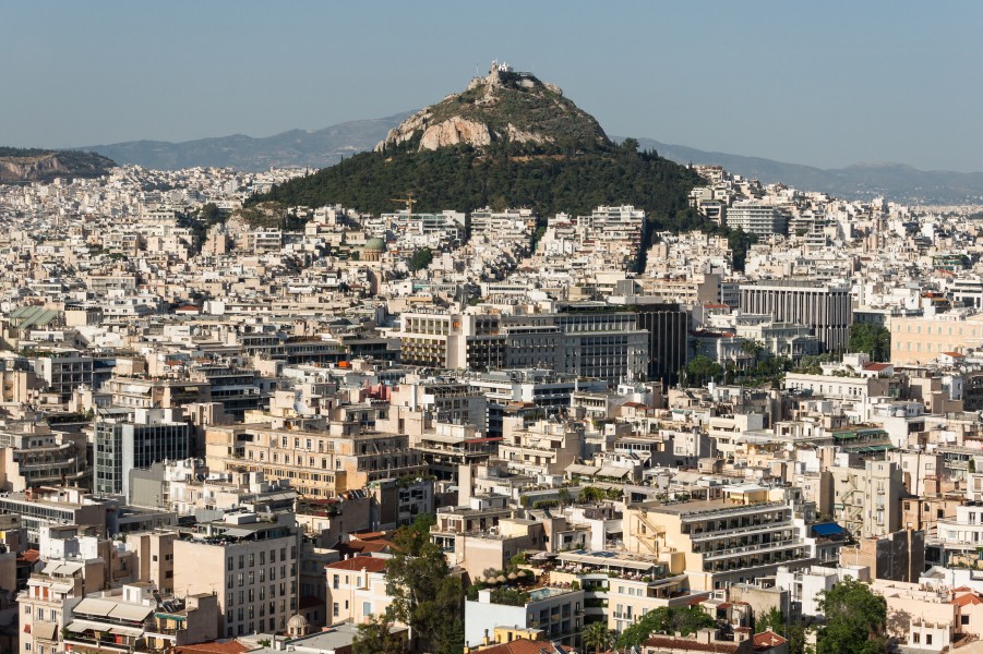 Lycabettus hill from Acropolis Athens Greece