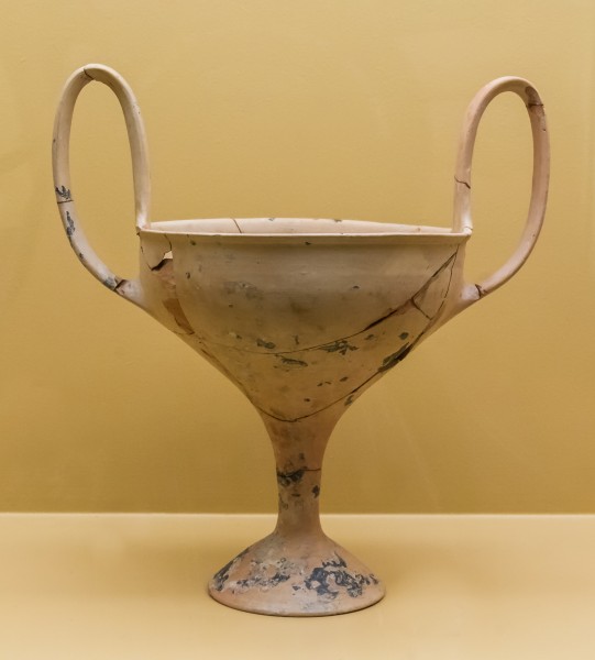 Tinned stemmed kylix 1400 BCE Agora Museum Athens