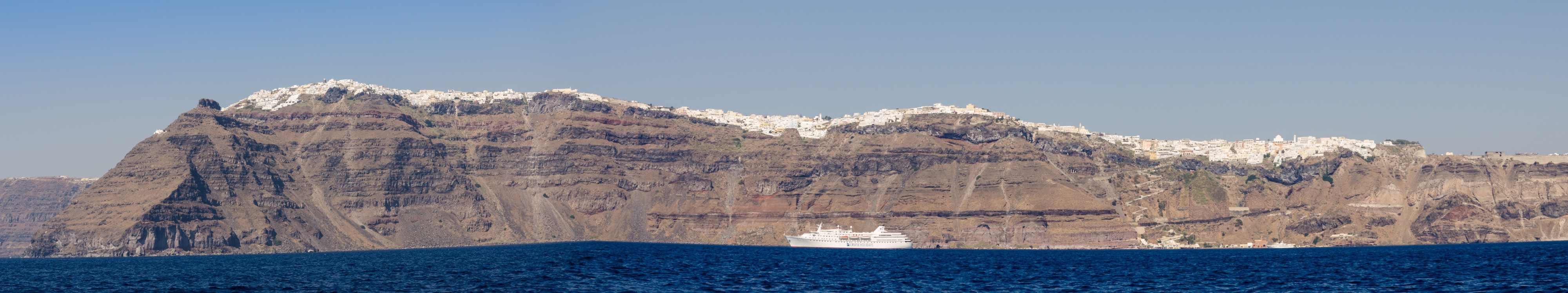 Caldera with crater rim and the towns Imerovigli Firostefani Fira - Santorini - Greece