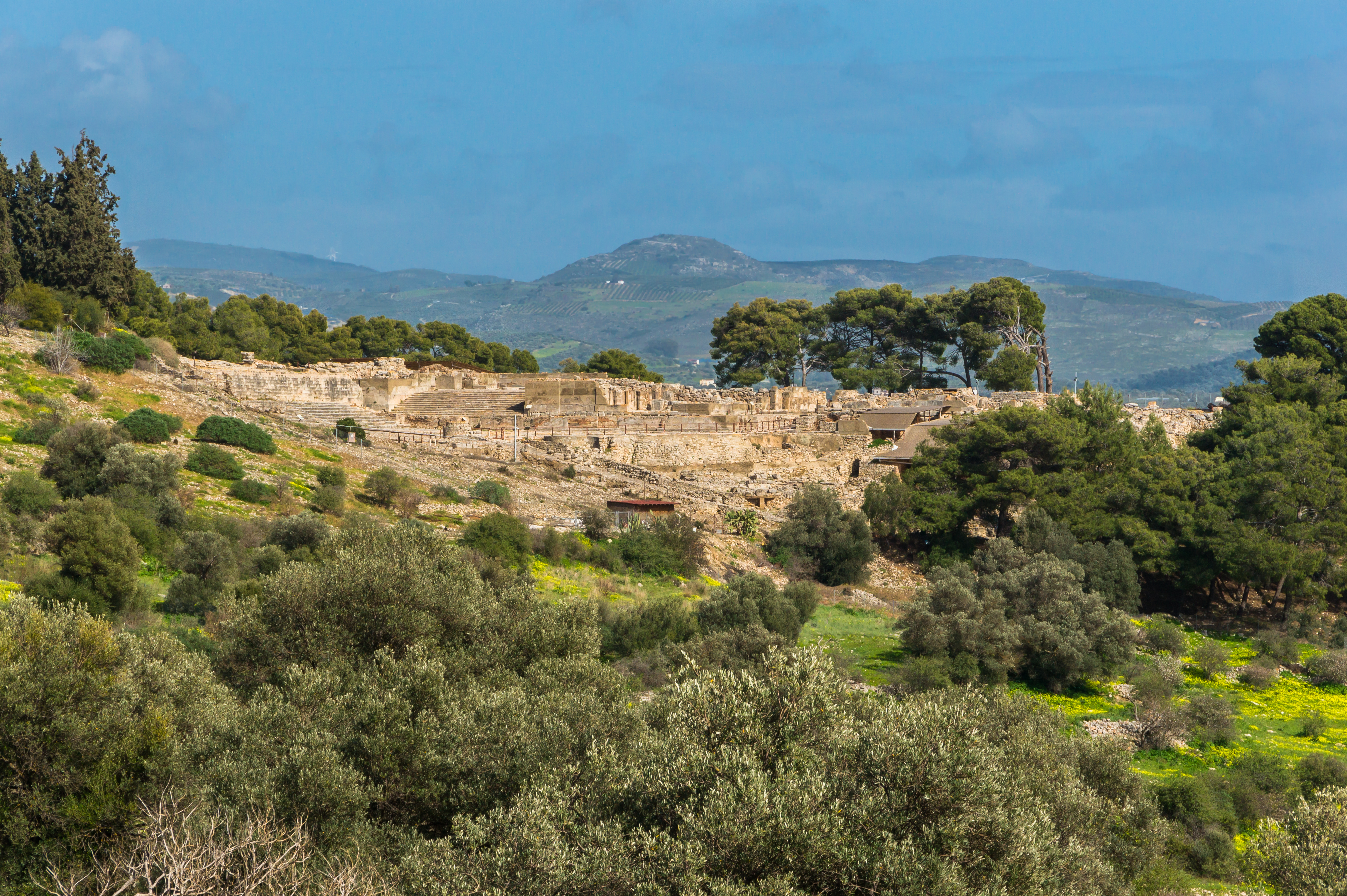 View of antique city of Phaistos Crete Greece