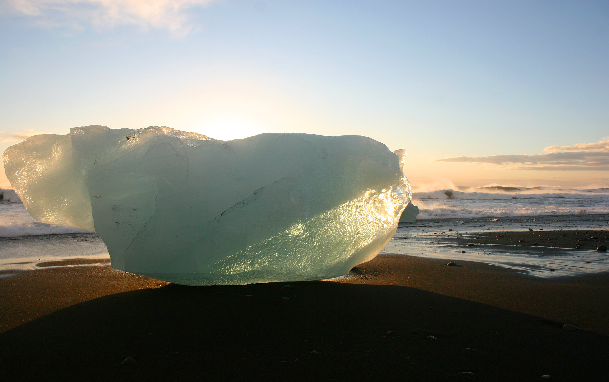 Glacial ice on the beach at Jökulsárlón