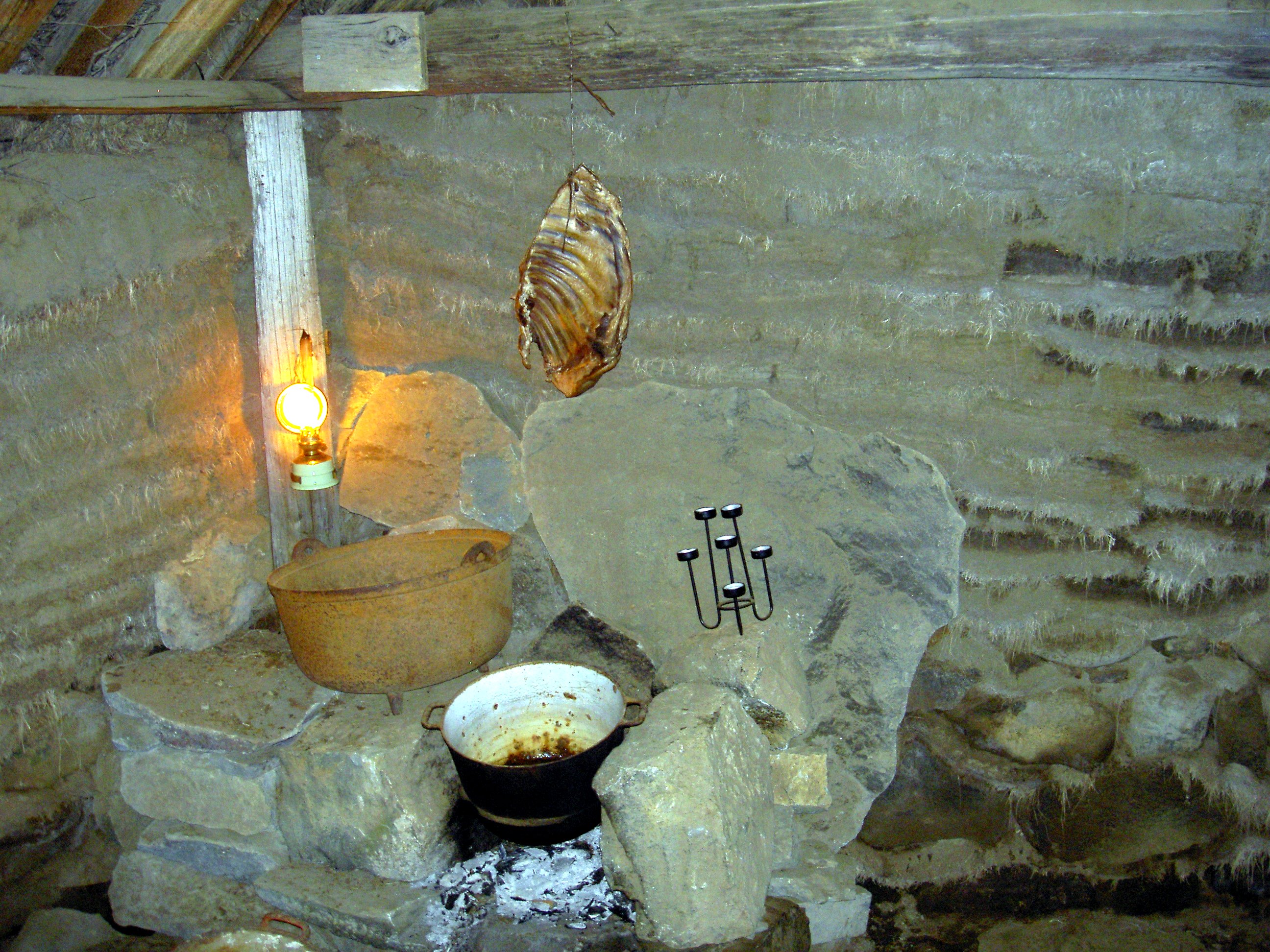Iceland Saenautasel Earth covered home inside