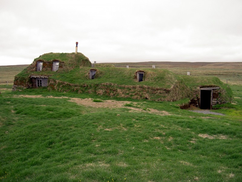 Iceland Saenautasel Earth covered home outside