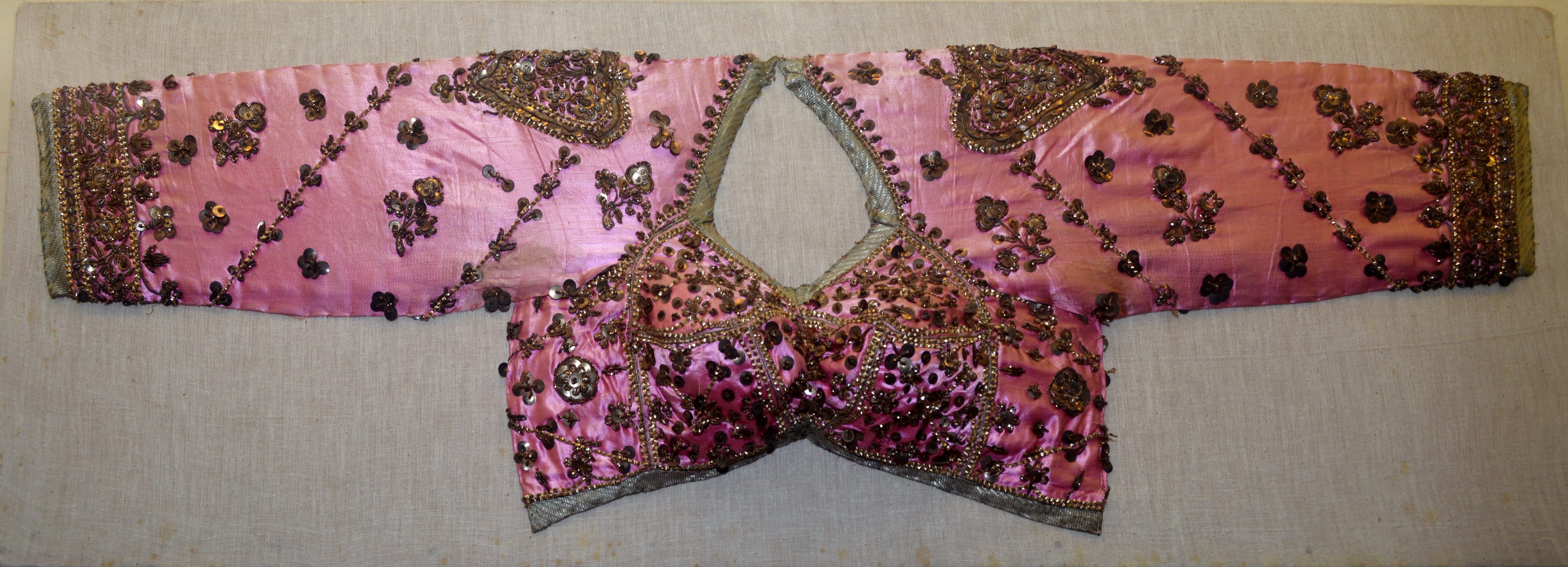 Bust pink dress with embroidery, Crafts Museum, Delhi