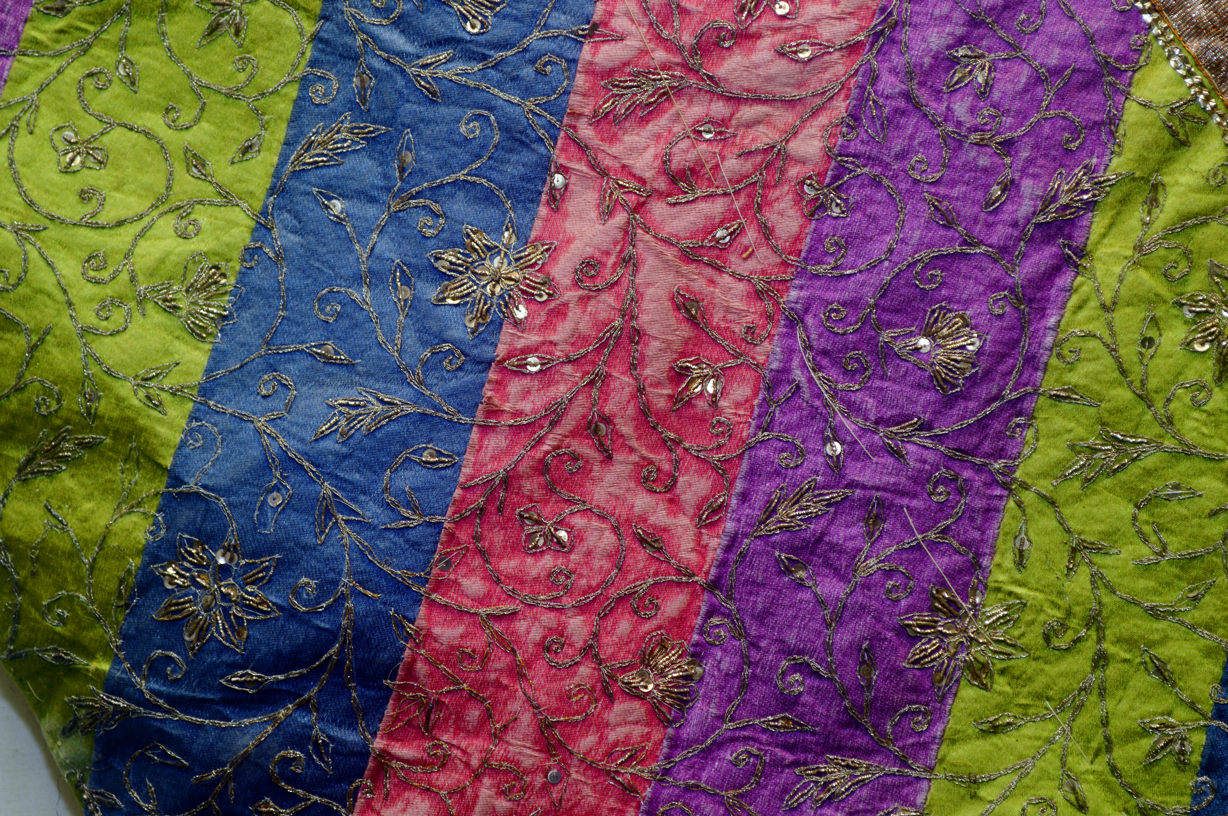Coulored coth with embroidery, detail, Crafts Museum, Delhi