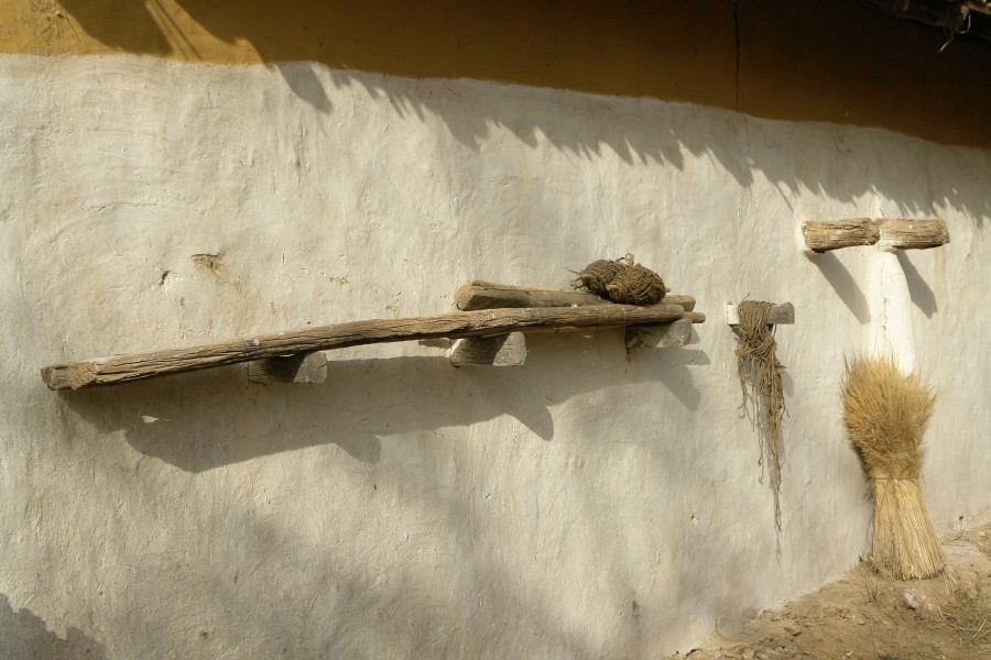 Adobe wall, Umaria district, Madhya Pradesh, India