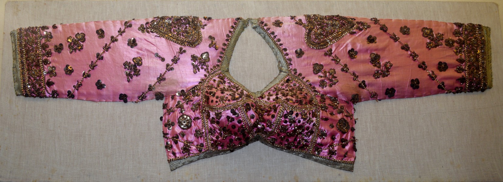 Bust pink dress with embroidery, Crafts Museum, Delhi