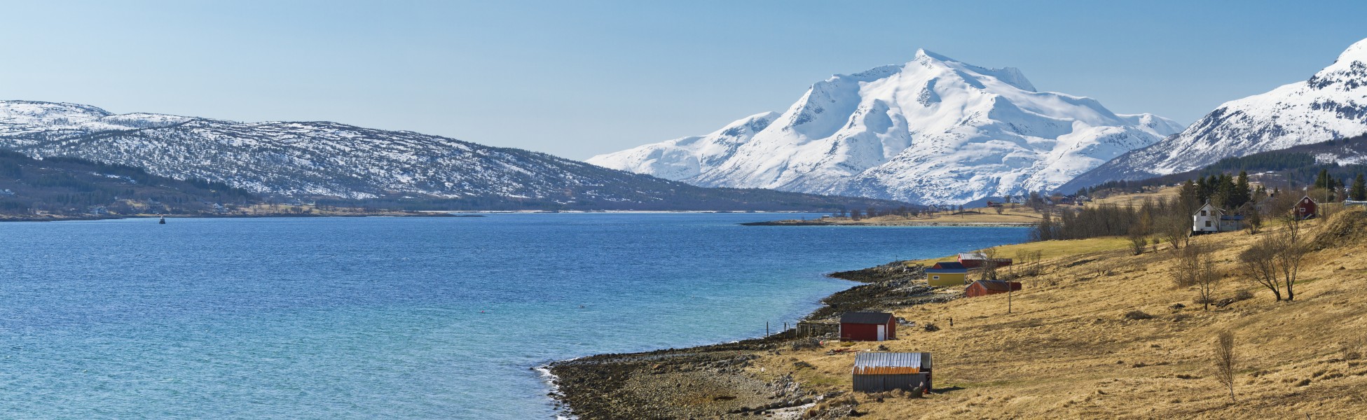 View to coast of Tjeldsundet, Hinnøya, Nordland, Norway, 2015 April (02)